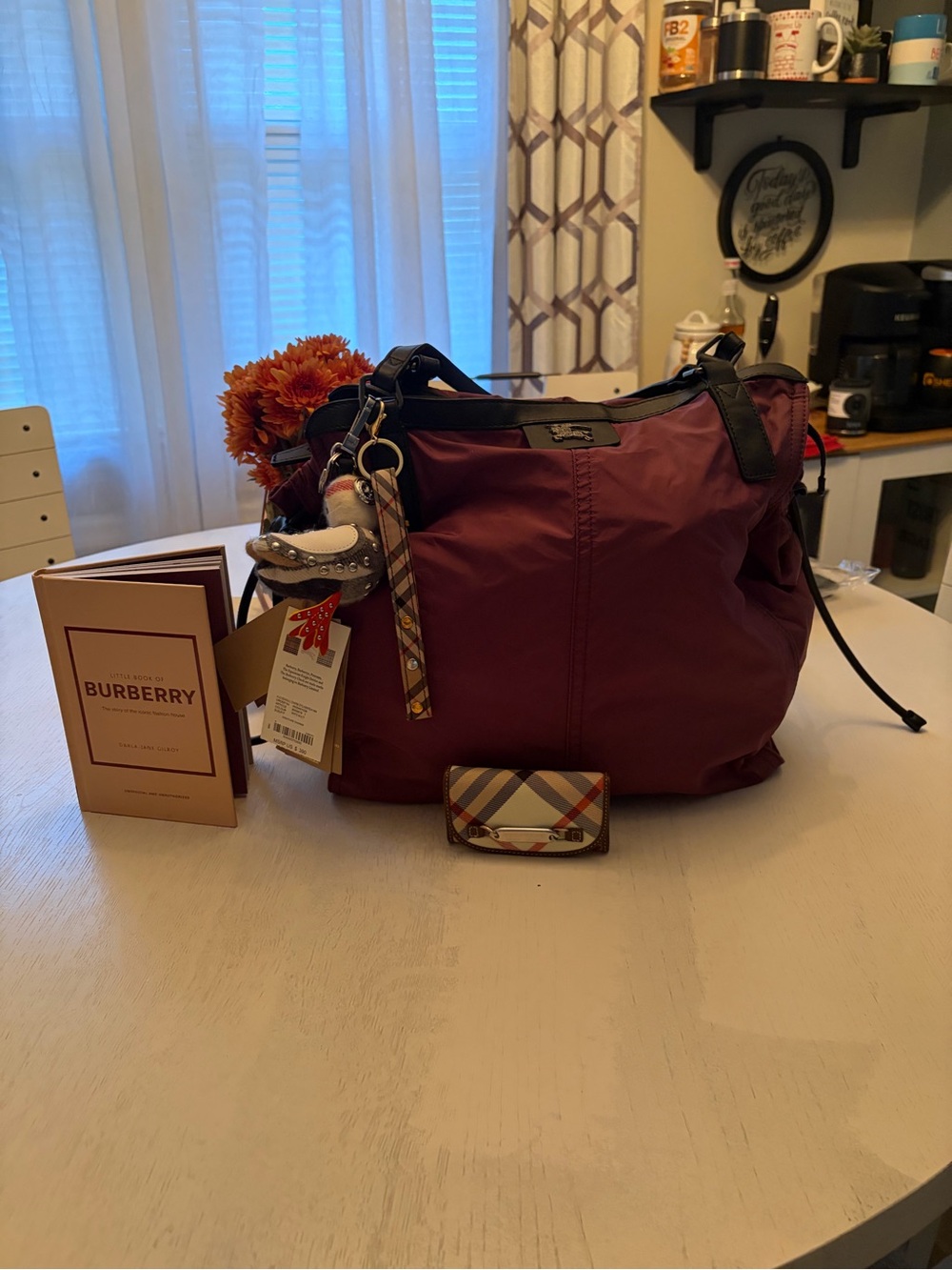 Burberry Buckleigh  Nylon Tote Bag with Black Trim